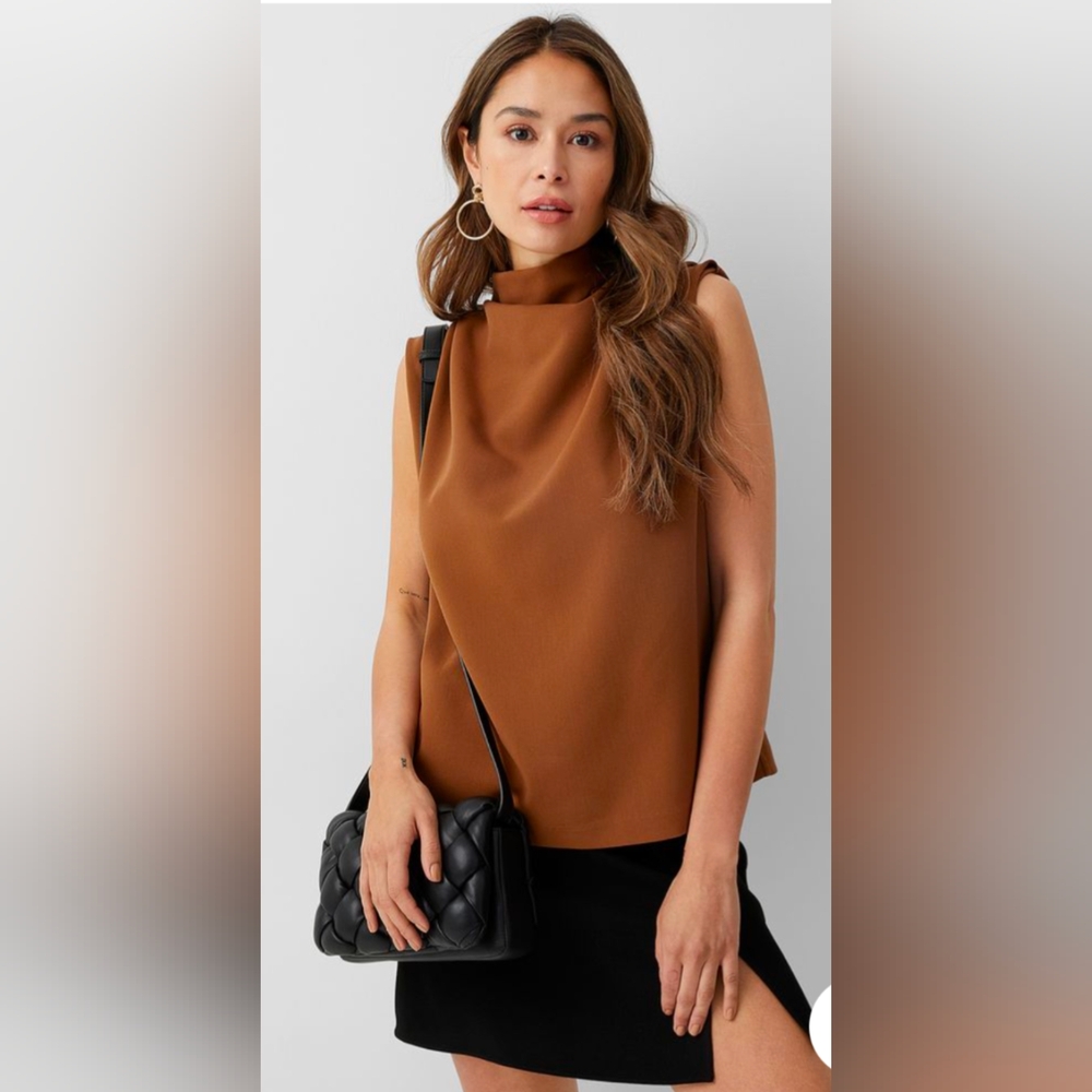 Elegant Brown Sleeveless Blouse